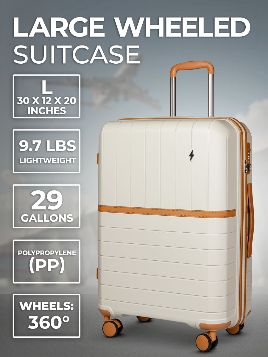 Large L-sized travel suitcase with wheels