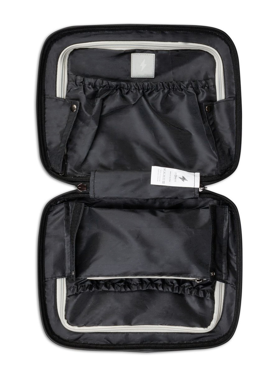 Small carry-on suitcase and cosmetic bag set