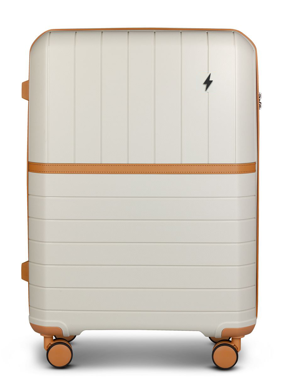 Medium M-sized plastic suitcase with wheels