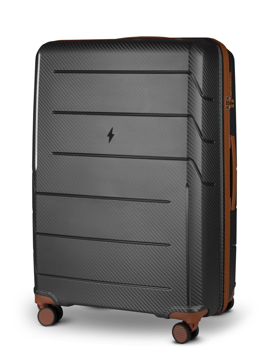 Large L-sized plastic wheeled suitcase