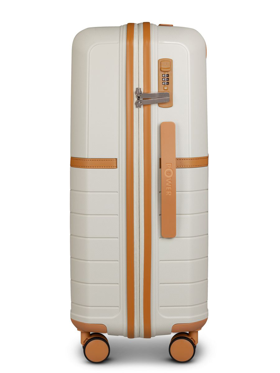 Medium M-sized plastic suitcase with wheels
