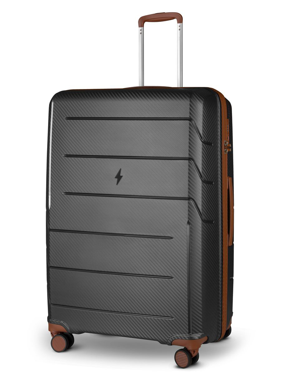 Large L-sized plastic wheeled suitcase
