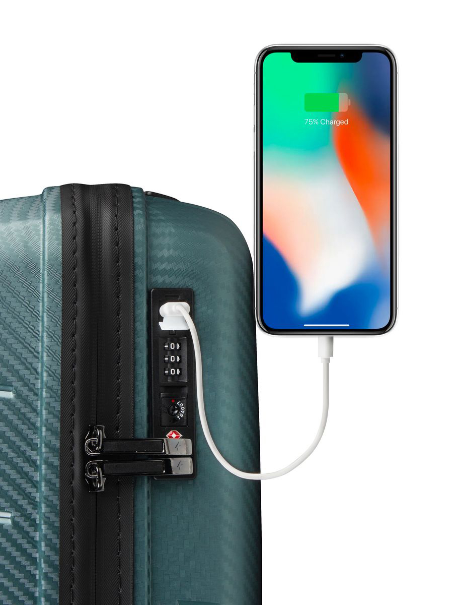Small carry-on suitcase and cosmetic bag set