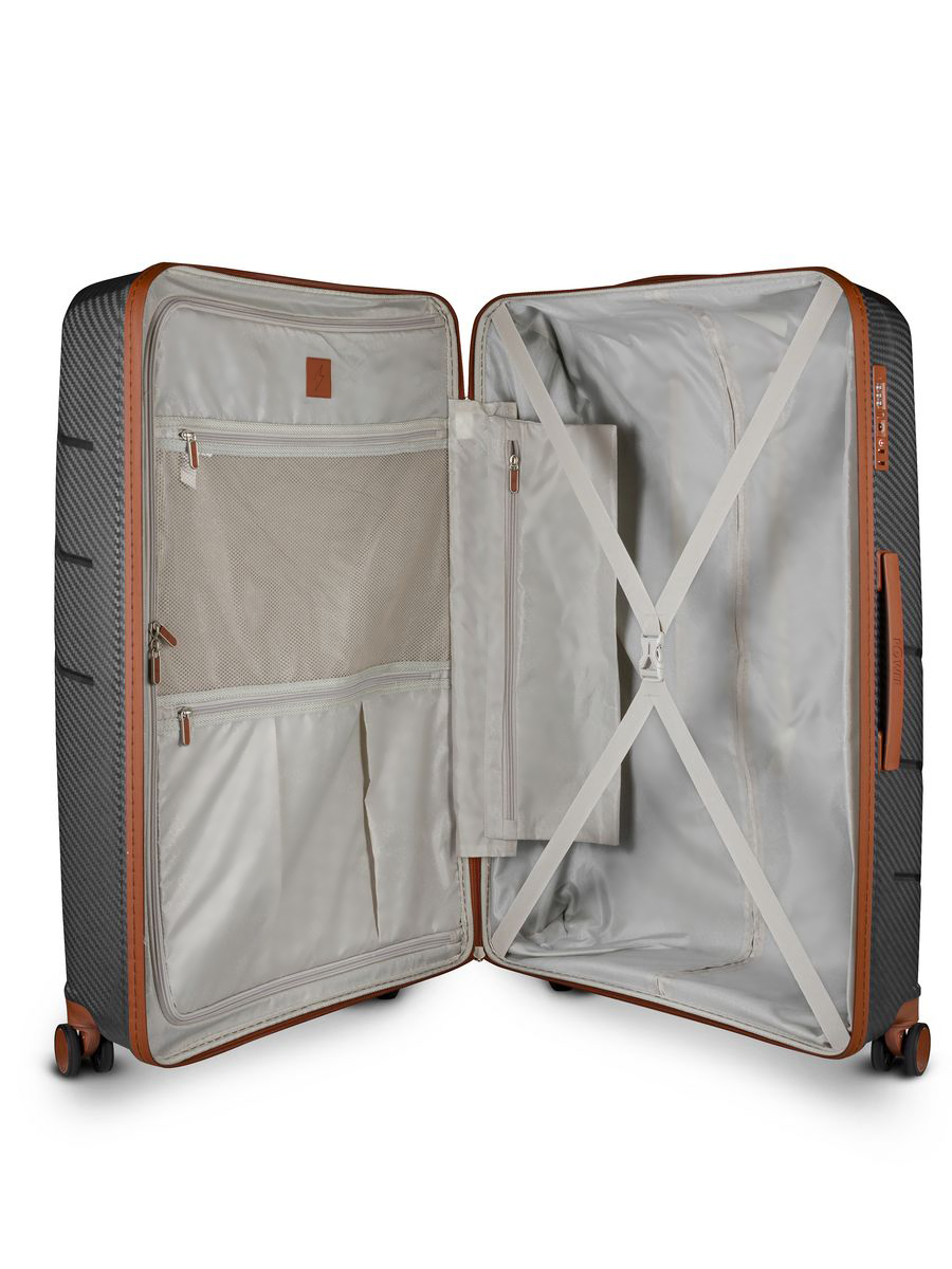 Large L-sized plastic wheeled suitcase