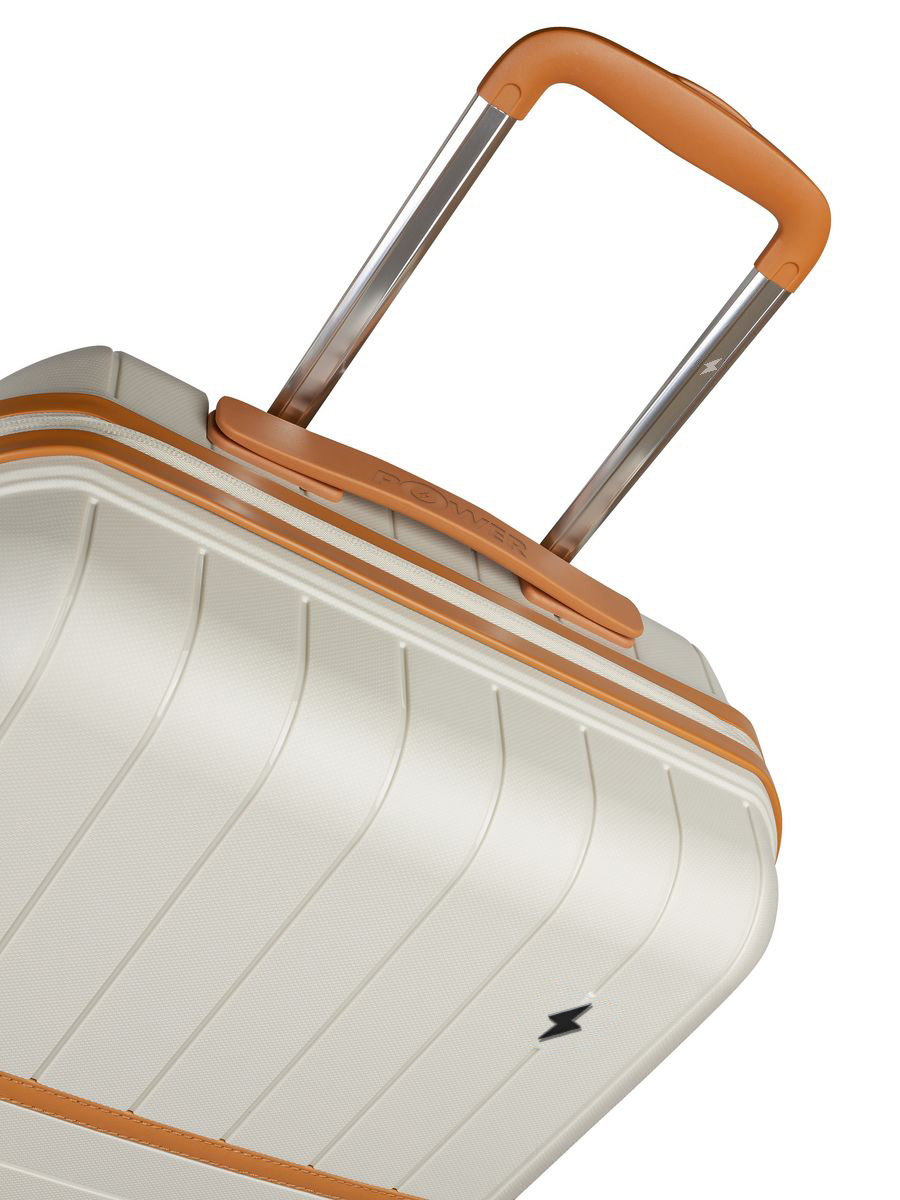Medium M-sized plastic suitcase with wheels
